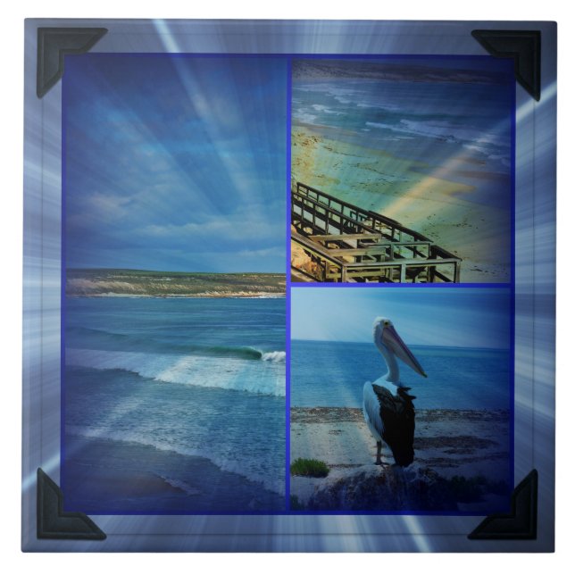 Pelican Beach Sparkle Collage, Fliese (Vorderseite)