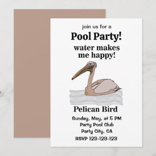 Pelican Bird Beach Pool Party Einladung