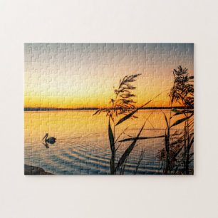 Pelican Bird Lake Water Pflanze Landschaft Szene Puzzle