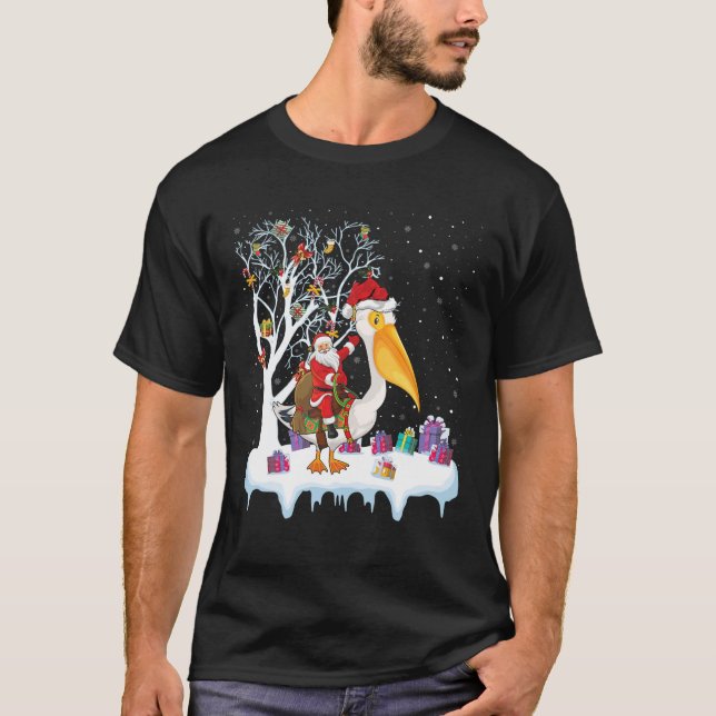Pelican Bird Lover Xmas Weihnachtsfeier T-Shirt (Vorderseite)