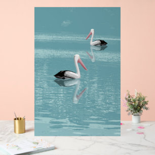 Pelican Couple Paddle auf Calm Aqua Water Acrylschild