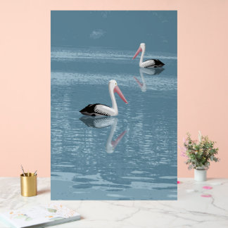 Pelican Couple Paddling auf Calm Blue Water Acrylschild