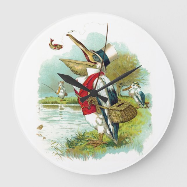 PELICAN FISHING GROßE WANDUHR (Vorderseite)