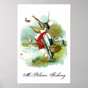 PELICAN FISHING POSTER