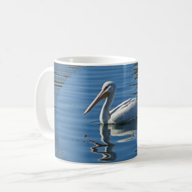 Pelican Floating Calm Blue Water Large Wild Bird Kaffeetasse (Vorderseite Links)
