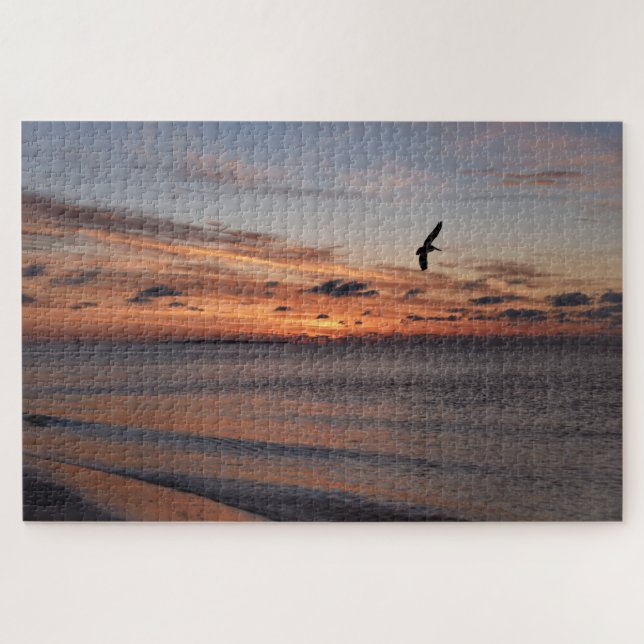 Pelican Flying at Sunrise, Dauphin Island, Alabama Puzzle (Horizontal)