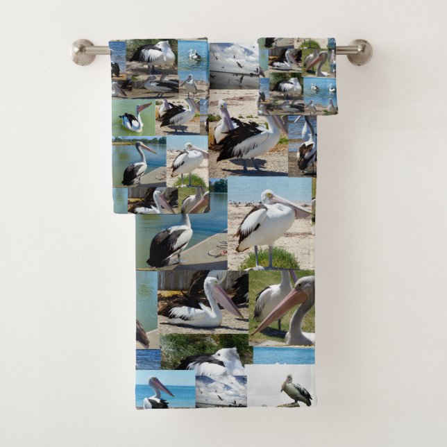 Pelican Foto Collage, Badhandtuch Set (Insitu)