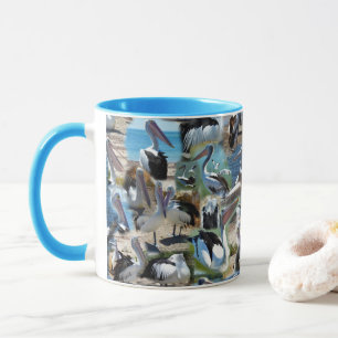 Pelican-Foto-Collage, Blau Tasse