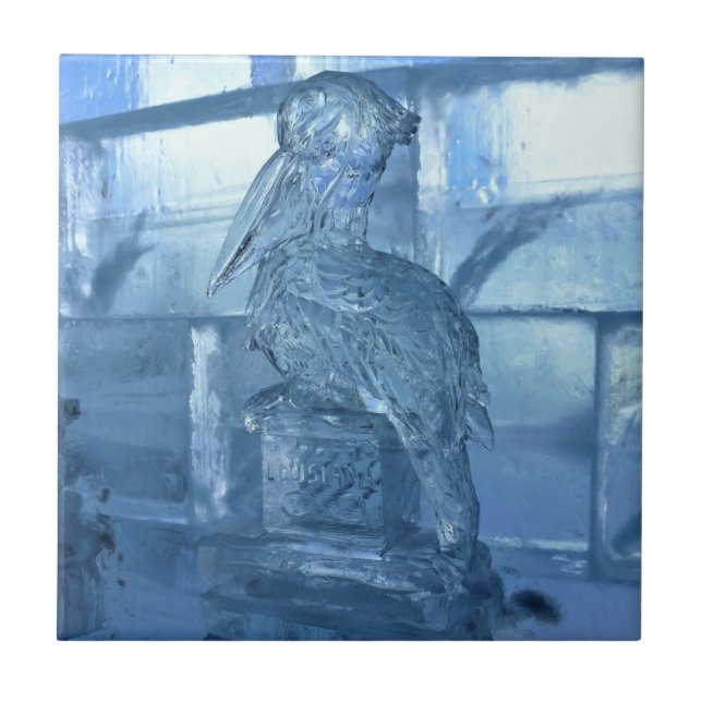 Pelican Ice Sculpture, Quebec, Kanada Fliese (Vorderseite)