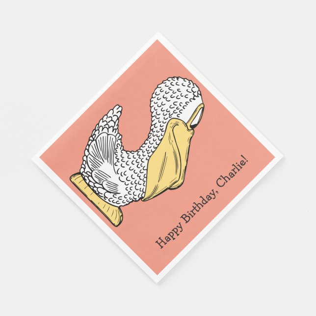 Pelican Illustration, eigene Papierservietten (Ecke)