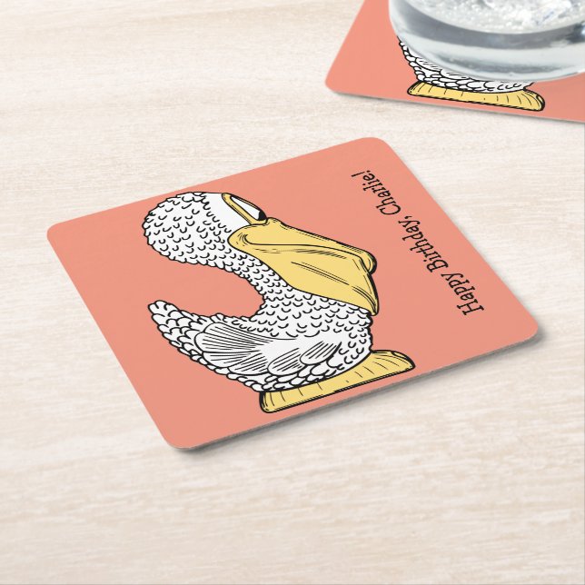 Pelican Illustriert Untersetzer für benutzerdefini (angewinkelt)