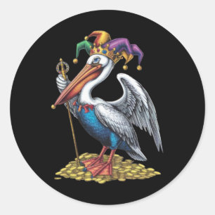 Pelican Mardi Gras Carnival Animal Lover Mens Wome Runder Aufkleber