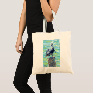 "Pelican on a Pole" Tote Bag Tragetasche