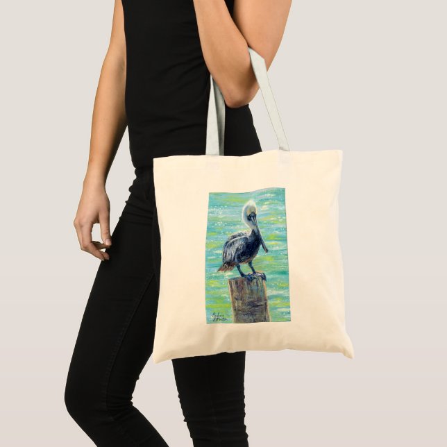 "Pelican on a Pole" Tote Bag Tragetasche (Vorderseite (Produkt))