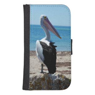 Pelican On Beach Rock, Galaxy S4 Geldbeutel Hülle
