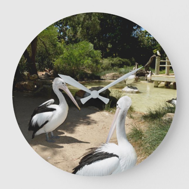 Pelican Sanctuary, Wall Clock Große Wanduhr (Vorderseite)