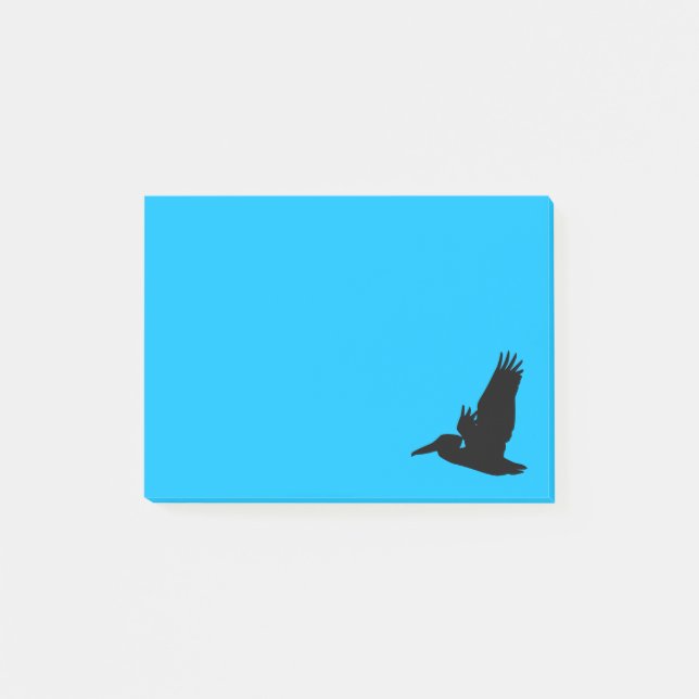 Pelican Silhouette Sky Blue Post-it Klebezettel (Vorderseite)