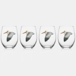 Pelican Stemless Wine Glass - 4 Set Weinglas Ohne Stiel