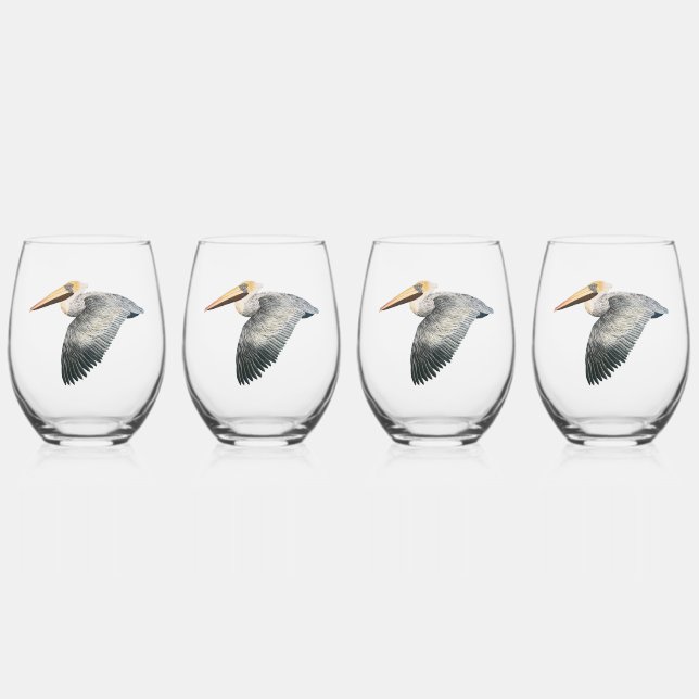 Pelican Stemless Wine Glass - 4 Set Weinglas Ohne Stiel (Vorderseite)