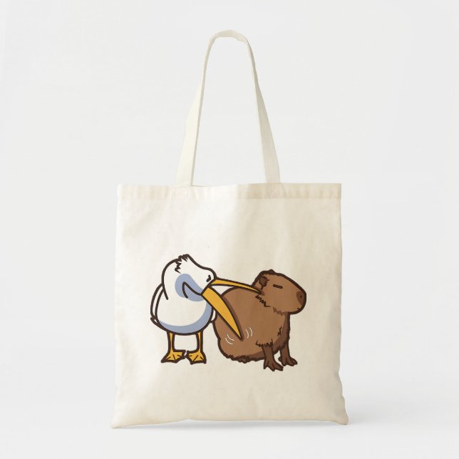 Pelican Tries Capybara Funny Meme zu essen Tragetasche (Vorne)