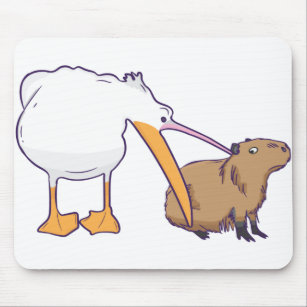 Pelican Tries Capybara Funny Niedlich Kawaii zu es Mousepad