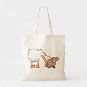 Pelican Tries Capybara Funny Niedlich Kawaii zu es Tragetasche