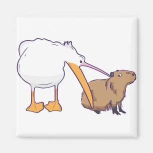 Pelican Tries Capybara Niedlich Kawaii essen Magnet