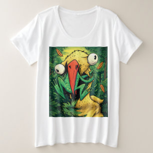 Pelican vs Frosch Sumpf Nie aufgeben Lustiges T-Sh Große Größe T-Shirt