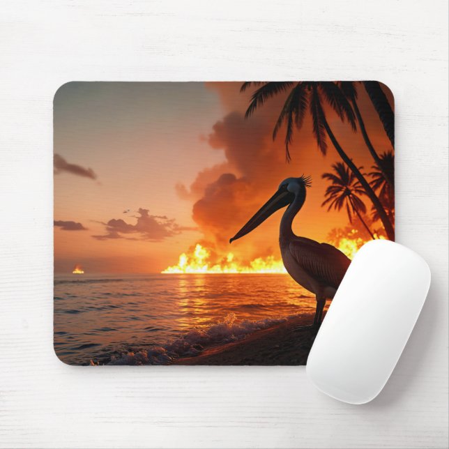 Pelican Watching Coastal Inferno Mousepad (Mit Mouse)