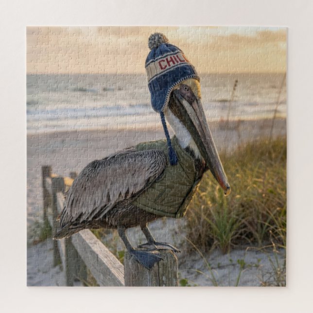 Pelican Wearing a Winter Hat Puzzle (Vertikal)
