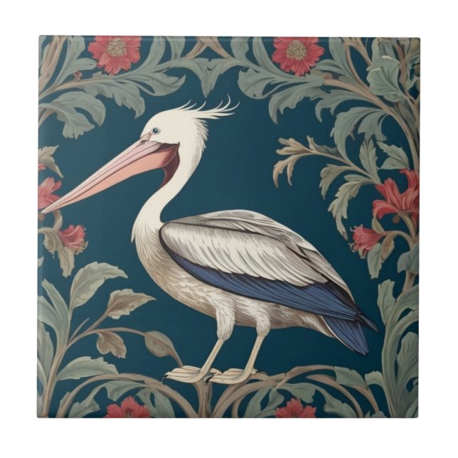 Pelican William Morris Verlassen Sea Marine Bird Fliese (Vorderseite)