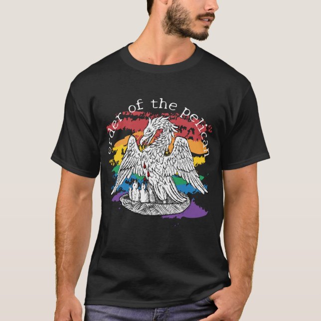 Pelican Woodcut Pride T-Shirt (Vorderseite)