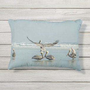 Pelicans Beach Blue Outdoor Accent Pillow Kissen Für Draußen