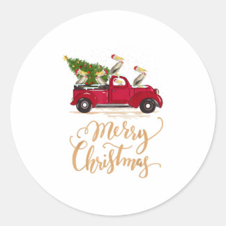 Pelicans Bird Driving Christmas Tree Tr Runder Aufkleber