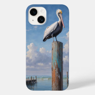 Pelikan an einem verwitterten Dockingpol Case-Mate iPhone 14 Hülle