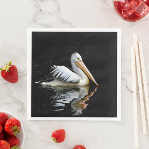 Pelikan, großer weißer Vogel, Serviette
