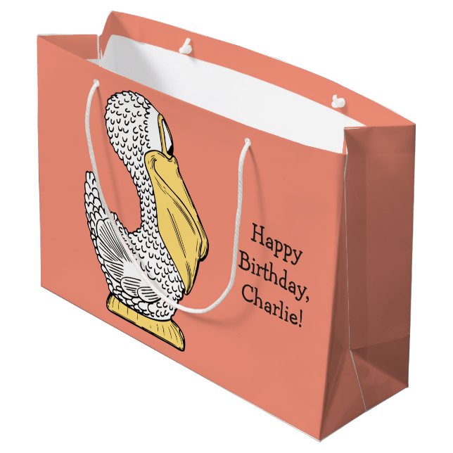 Pelikan Illustrierte Tasche Große Geschenktüte (Rückseite Schrägansicht)
