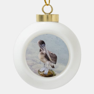Pelikan-Küsten-Weihnachtsschmuck – Strandvogel Keramik Kugel-Ornament