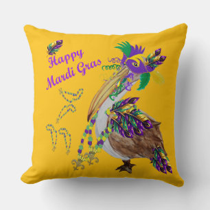 Pelikan Mardi Gras Party Dekoration Kissen