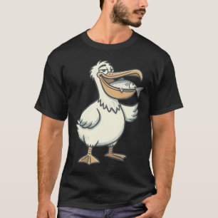 Pelikan mit Fisch Tasche Kreaturen Süßes Tier Sti T-Shirt