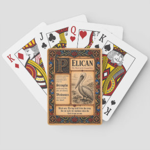 Pelikan, mittelalterliche Bestiarien-Kunst Spielkarten