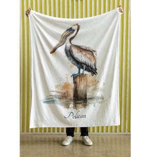 Pelikan stehend an der Pole Fleece Blanket