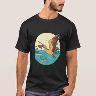 Pelikan Vogel Insel Boot Fisch Fang Tropischer Vog T-Shirt