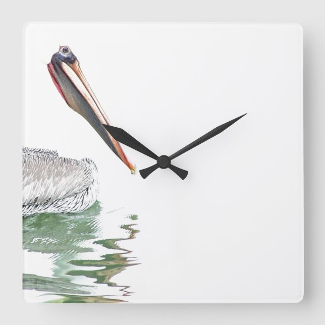 Pelikan-Vogel-Wanduhr Quadratische Wanduhr (Vorderseite)