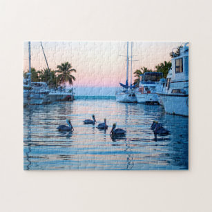 Pelikane, Palmen, Boote in Florida Keys Puzzle