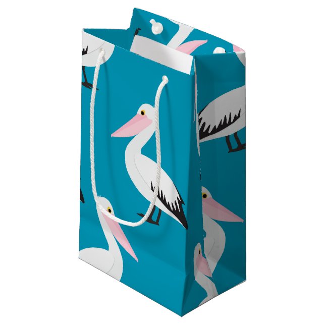 Pelikanmuster Kleine Geschenktüte (Vorderseite Schrägansicht)