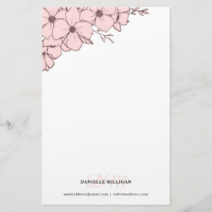 Pellrosa Blume Name Monogram Website Briefpapier