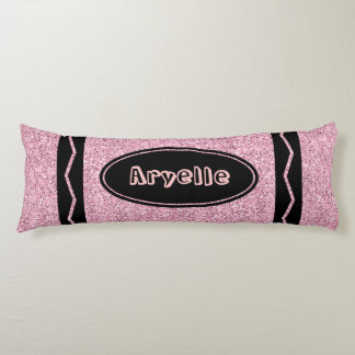 Pellrosa Glitzer Crayon Individuelle Name Kissen