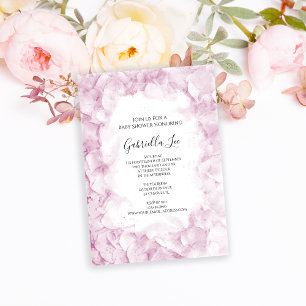 Pellrosa Hydrangea Blume Wasserfarbe Babydusche Einladung