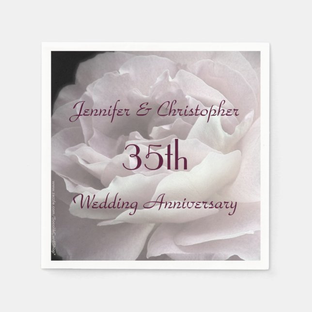 Pellrosa Rose 35. Hochzeitspapier Serviette (Vorderseite)